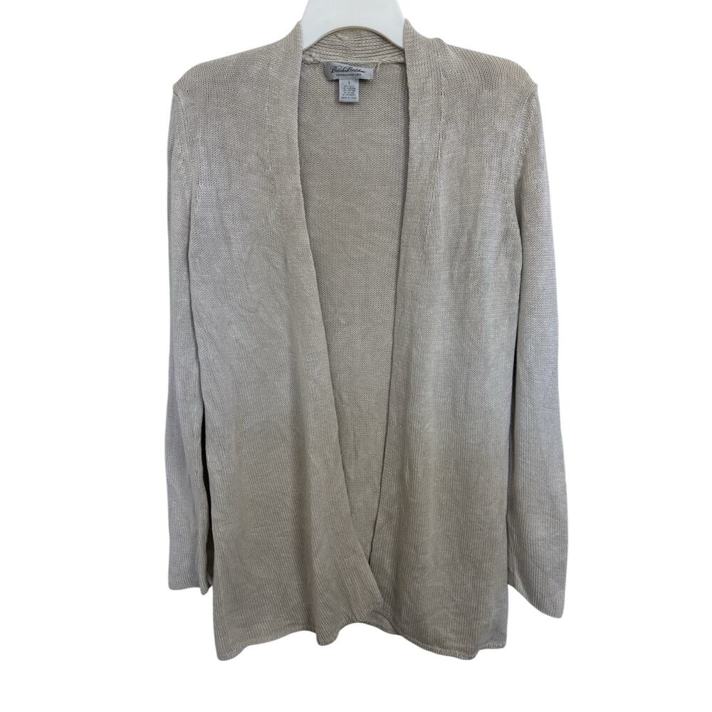 Brooks Brothers Silk Blend Beige Open Front Cardigan Size Small Quiet Luxury